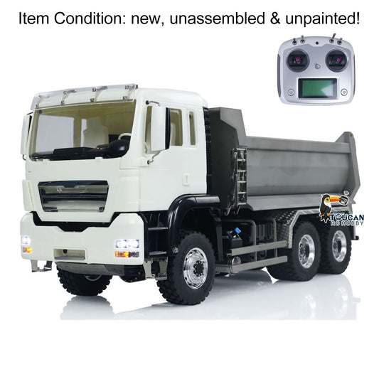 LESU Metal 1/14 6*6 Front Cylinder Hydraulic Dumper Truck Tipper Sound LED Light Motor Battery & Radio System & Charger
