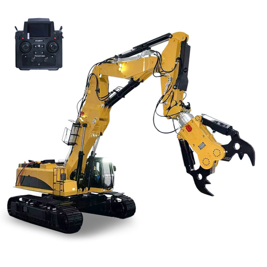 1/14 Metal Remote Control Hydraulic Tracked Excavator 385CF RC Digger Brushless Motor Light System Flysky PL18EV LITE Radio