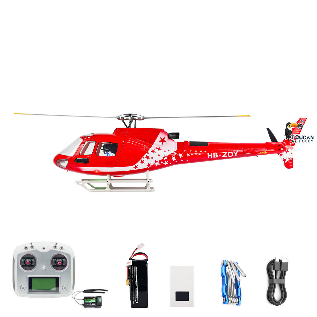 TOUCAN RC HOBBY FLYWING AS350 Remote Control Helicopter RC Aircraft Model One Click Return Brushless Motor RTF Flysky I6S Radio Battery Charger
