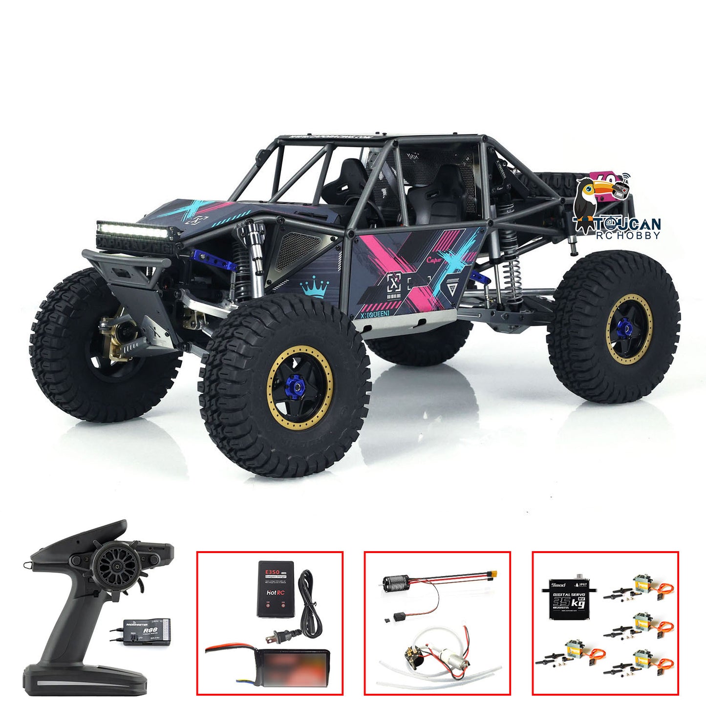 US Stock Capo U4 Queen 1/8 RC Crawler Light Sounds Smoke 2 Speed Radio Control Racing Vehicle CD1582X