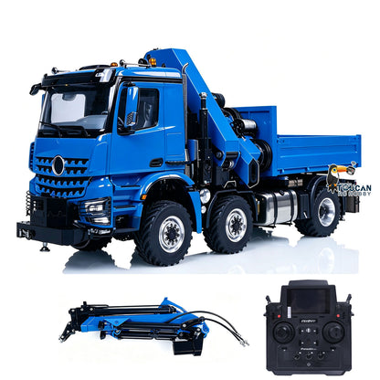 4151AK 1/14 Metal RC Agriculture Tractor Truck 6x6 Farm Lorry Hydraulic Crane Fly Jib Arm 3-Speed Gearbox Sound for Model Collector