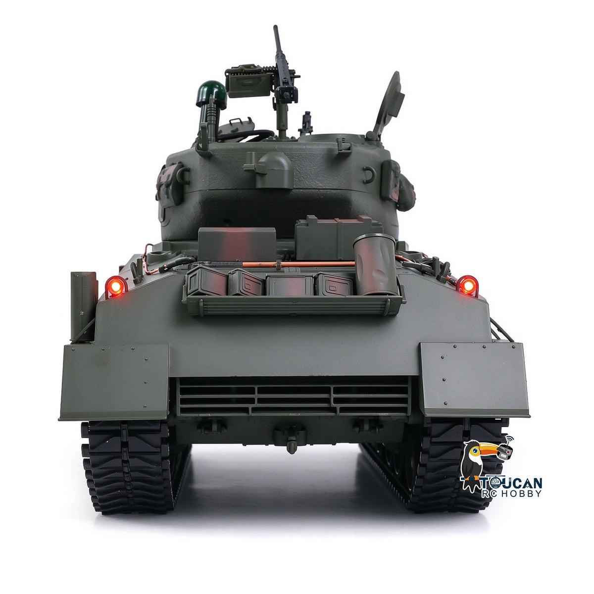 TOUCAN RC HOBBY HHRC Sherman M4A3 1/16 RC Tank Upgraded Side Skirts Infrared System Barrel Elevation Smoke Unit Metal Chassis Gearbox 360 Degrees Turret