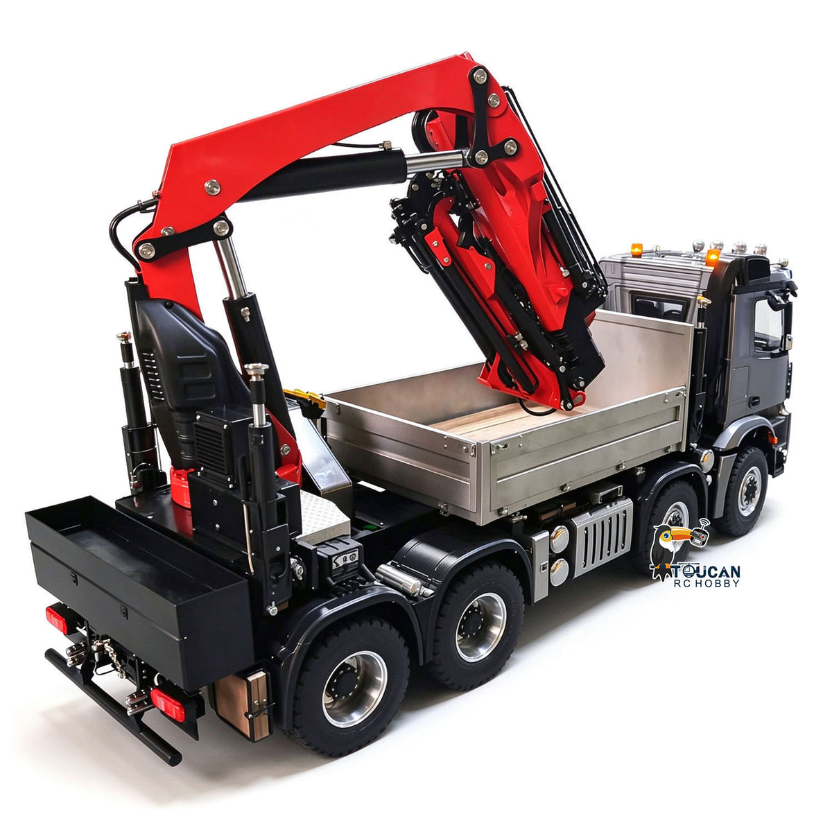 TOUCAN RC HOBBY LXY 1:14 Metal RC Hydraulic Crane Tractor Truck 8X8 Remote Control Lorry Extension Jib Electric Winch Removable Cargo Bed 3 Speed Differential Locks Axles