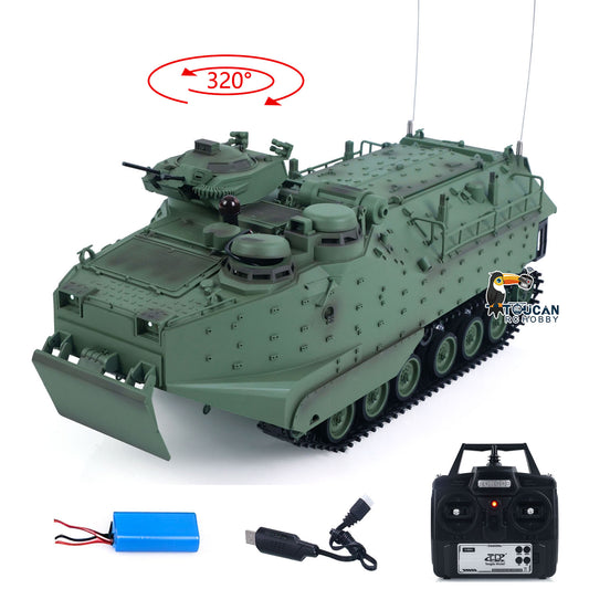 TOUCAN RC HOBBY Tongde AAV-7A1 TD3.0 1/16 Scale RC Armored Transport Vehicle Remote Control Tank Model Infrared Combat 320 Degrees Rotating Sound Smoke Lights