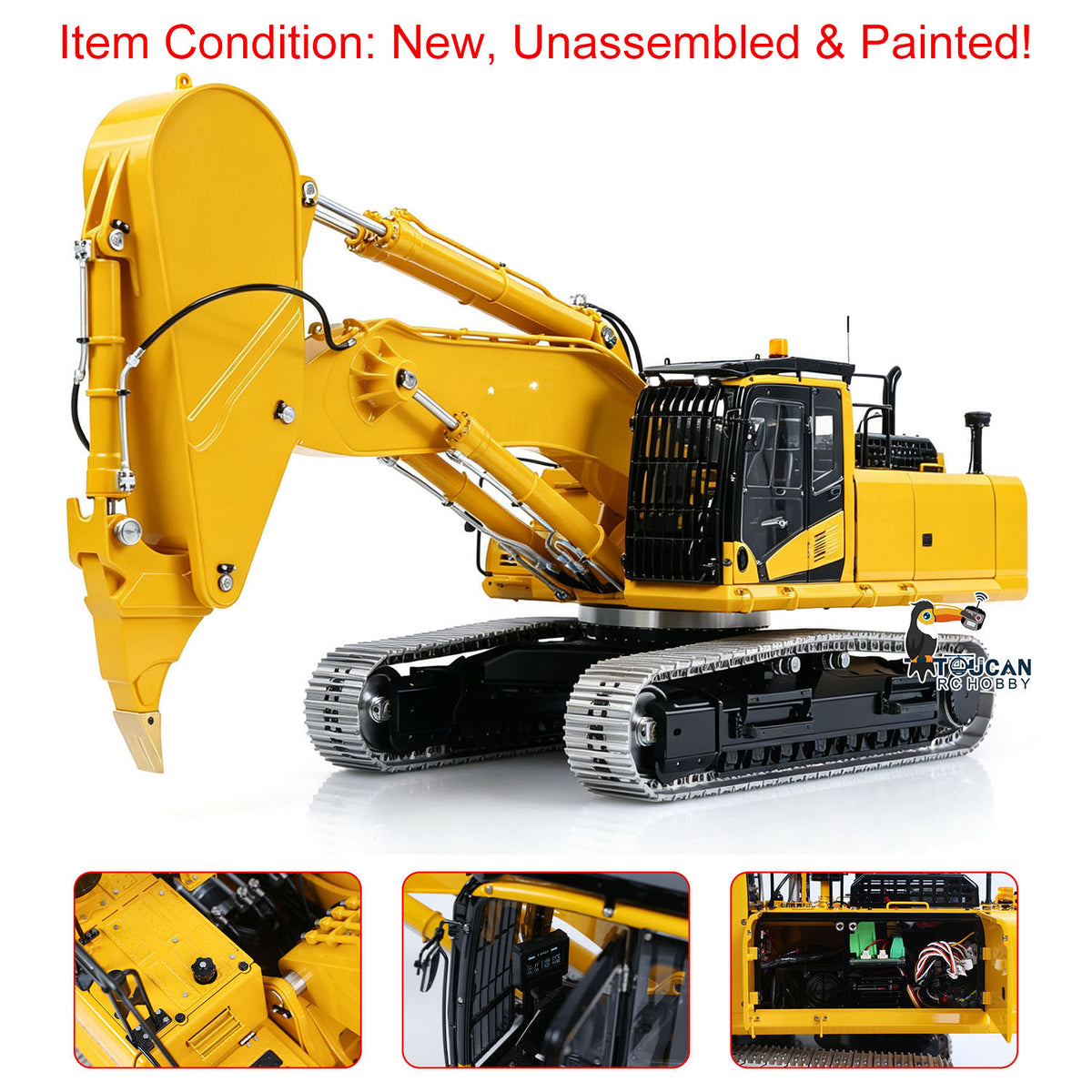 TOUCAN RC HOBBY LESU PC500 1/14 Metal Hydraulic RC Crawler Excavator B0020 Remote Control Rock Arm Digger KIT Model with Brushless Motor ESC Light 3CH Valve