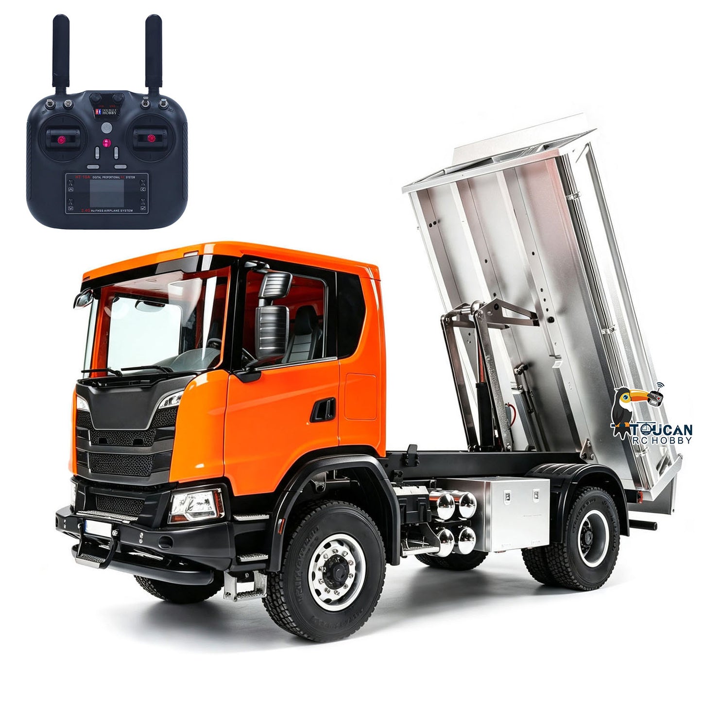 Double E 500G E022 1/14 4x4 RC Dump Truck Electric Lifting 2Speed RTR Tipper Metal Axle Magnetic High Roof Battery Radio Light