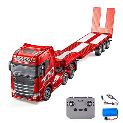 HUINA 1501PRO/1302A 770S 1/18 1/24 Plastic 6*4 RC Tractor Truck Remote Control Lorry Vehicle Light Sound Optional 3Axle Plastic Semi Flatbed Trailer