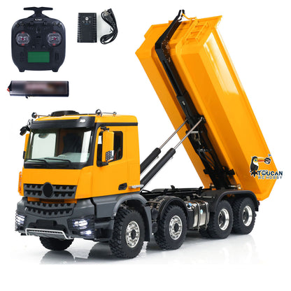 Kabolite K3365/K3366 1/14 Metal RC Roll on off Dumper Truck RTR 8x8 Hydraulic Tipper Vehicle 2-Speed Transmission Light & Sound System FlySky ST8 Controller Square/U-shaped Bucket for Model Collector
