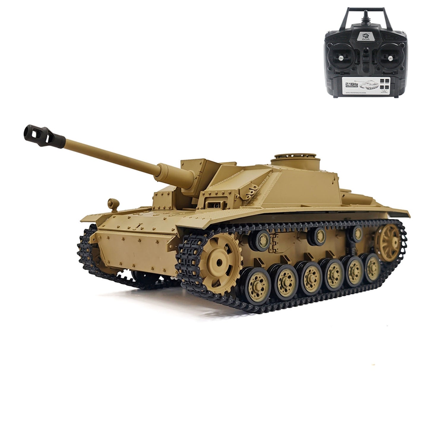 2.4G Henglong 1/16 7.0 Plastic German Stug III RTR RC Tank Model 3868 BB IR Steel Gearbox 1800MAH Battery Radio Sound Lights