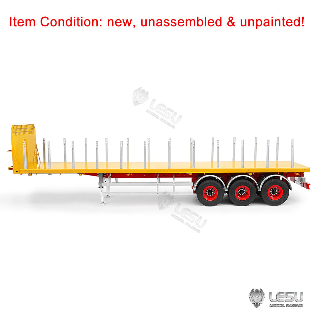 1/14 Scale 20FT LESU Semi Metal Trailer Assembled and Painted/Unpainted for Remote Control Cars RC Tractor Truck DIY Models Lights