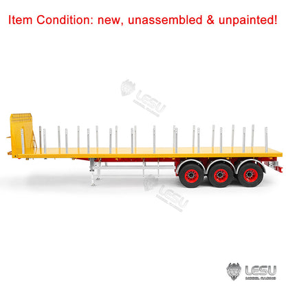 1/14 Scale 20FT LESU Semi Metal Trailer Assembled and Painted/Unpainted for Remote Control Cars RC Tractor Truck DIY Models Lights