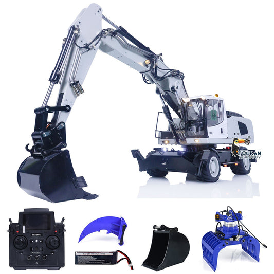 TOUCAN RC HOBBY MTModel 946-3 Metal 1/14 RC Hydraulic Excavator Grab 8-ways Reserving Valves Sound System Lights Ripper for Digger Model Enthusiasts