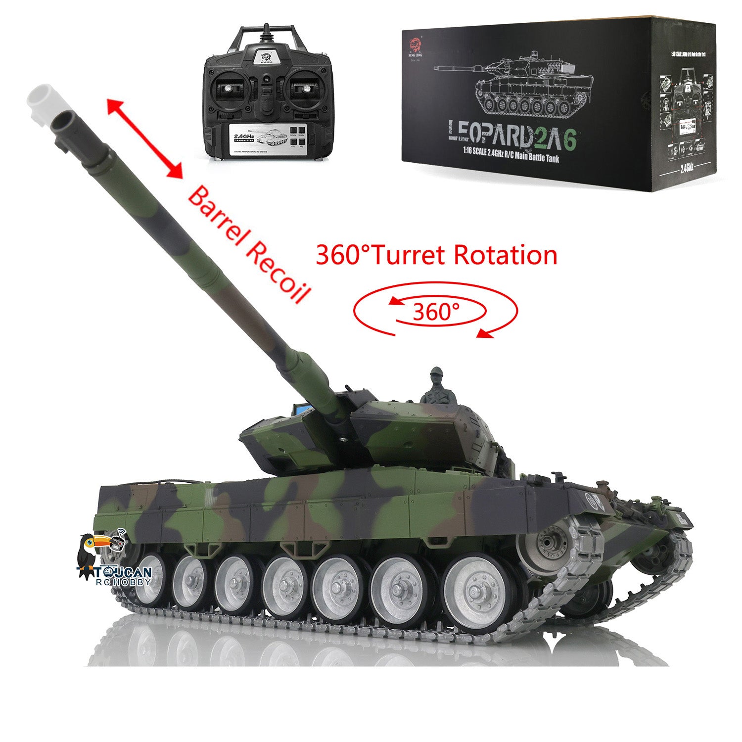 TOUCAN RC HOBBY Heng Long 1/16 7.0 Customized Leopard2A6 RC Tank 3889