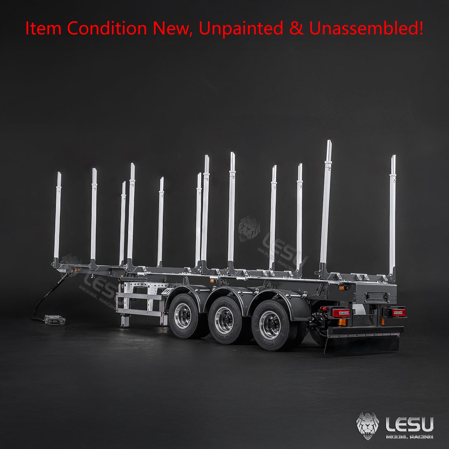 LESU 1/14 Metal RC Log Semi Trailer KIT Wood Transport Vehicle Light Electric Drum Brake Lifting Leg for TAMIYA Tractor Dumper