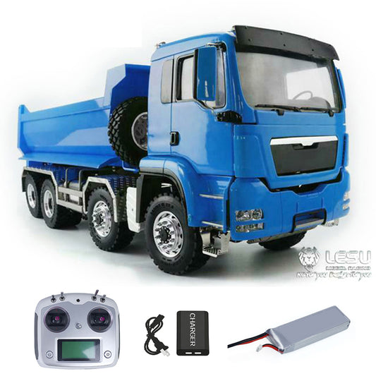 LESU 8x8 Hydraulic RC Dump Truck 1/14 RTR Metal Radio Control Tipper Car Model Assembled and Painted LED Light Sound System
