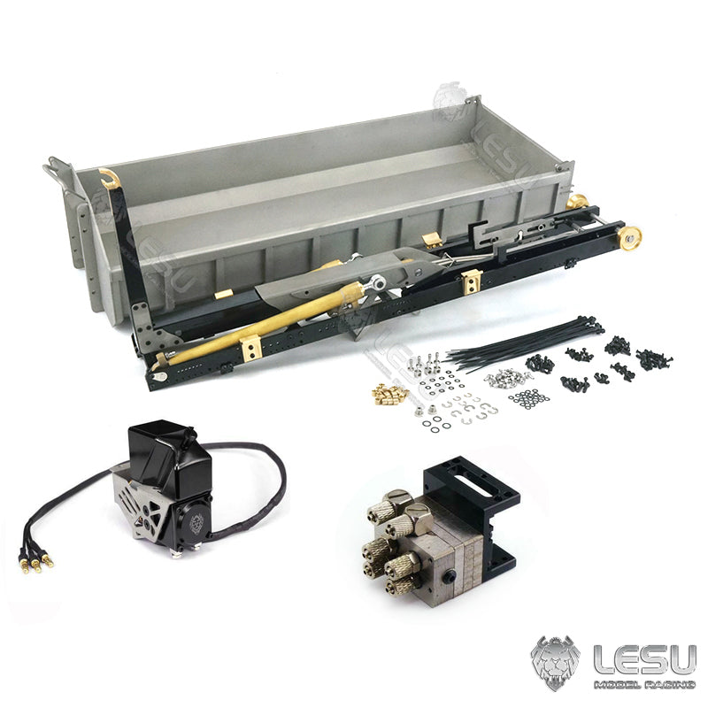 LESU 1/14 Scale RC Hydraulic Tipper Upgrade Part TAMIYE Metal Bucket Valve Pump Oil Tank for DIY Radio Control Dump Truck