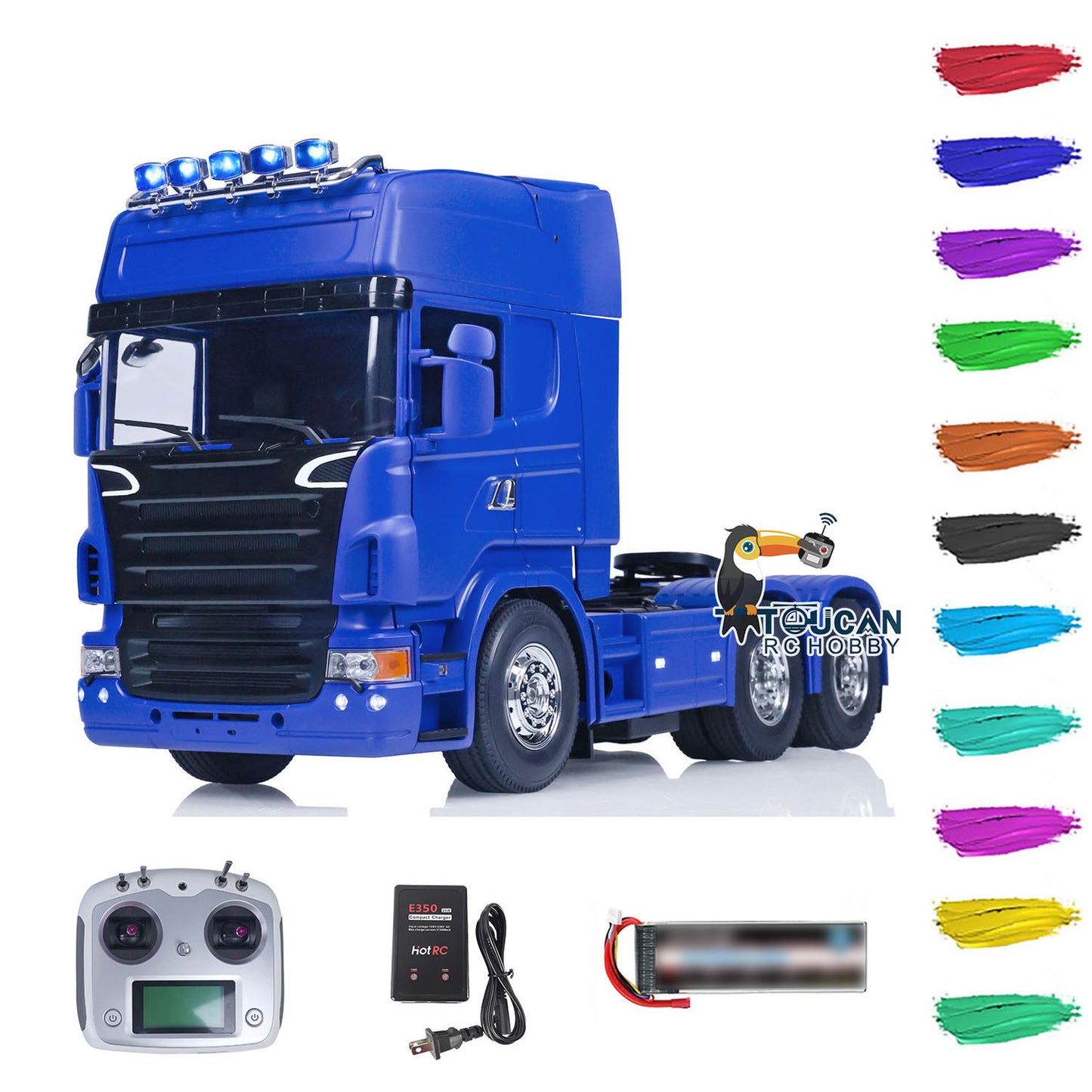 6X4 RC Tractor Truck 1/14 Flysky I6S RTR Remote Control Car Sound Light Battery