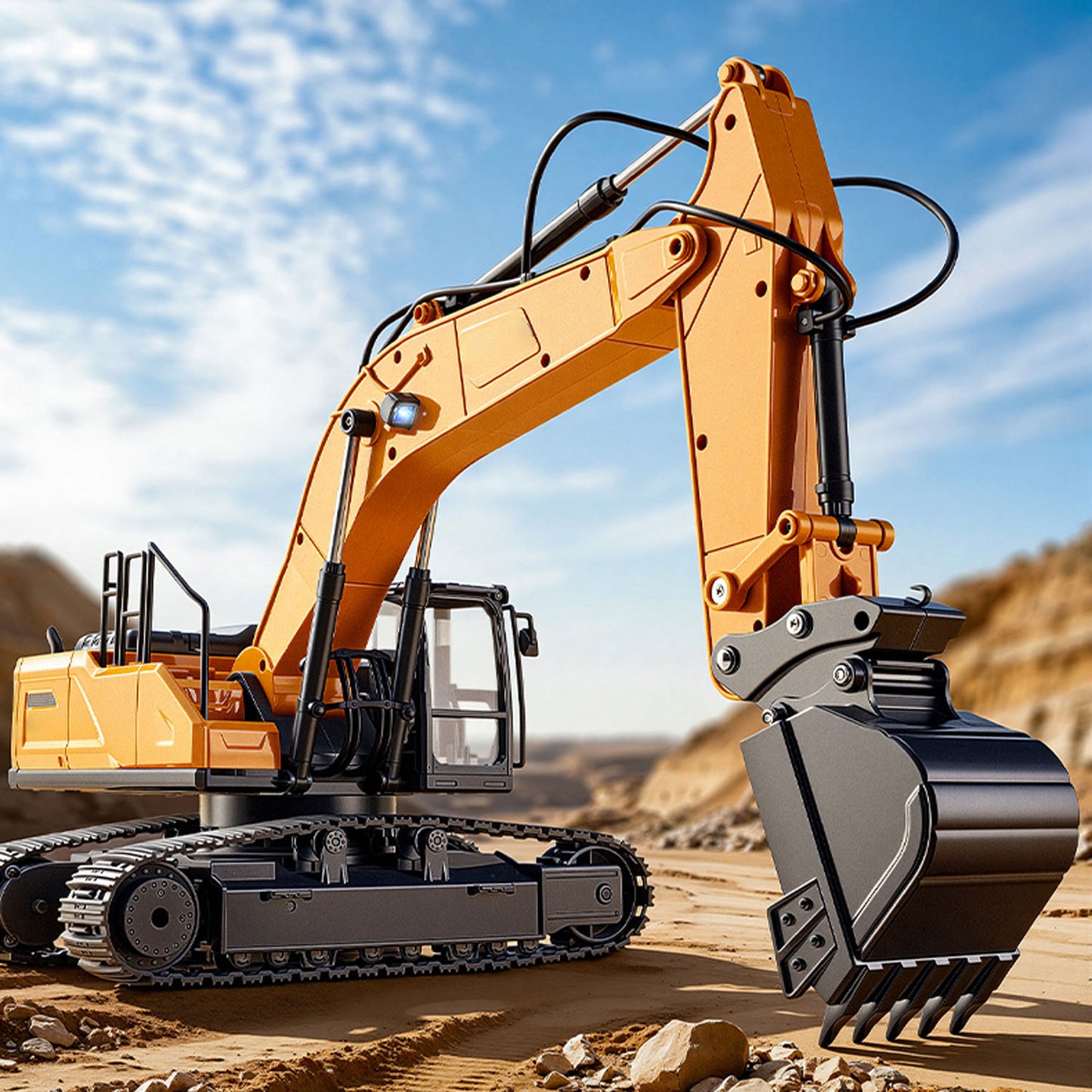 HUINA 1/24 Electric RC Excavator XE1260 Remote Control Digger RTR 360 Degree Rotation Finished Model Metal Bucket Light Sound