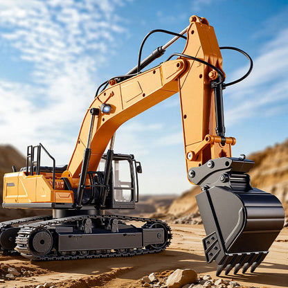 HUINA 1/24 Electric RC Excavator XE1260 Remote Control Digger RTR 360 Degree Rotation Finished Model Metal Bucket Light Sound