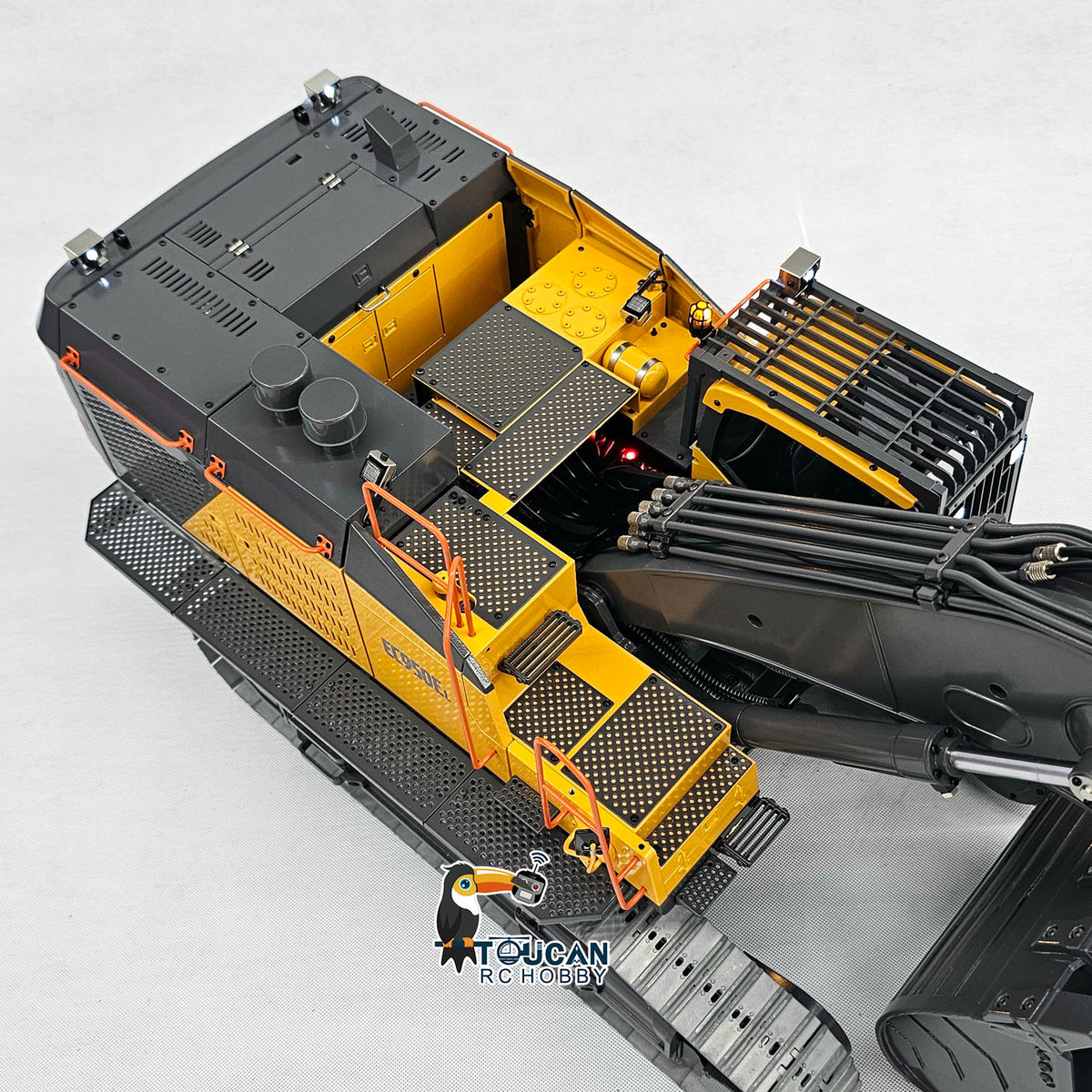 TOUCAN RC HOBBY MTModel EC950 1/14 Metal RC Hydraulic Excavator Dual Pump Digger Model 8CH Valve Ripper Light Sound Brushless Drive Motor Display Screens for Adult