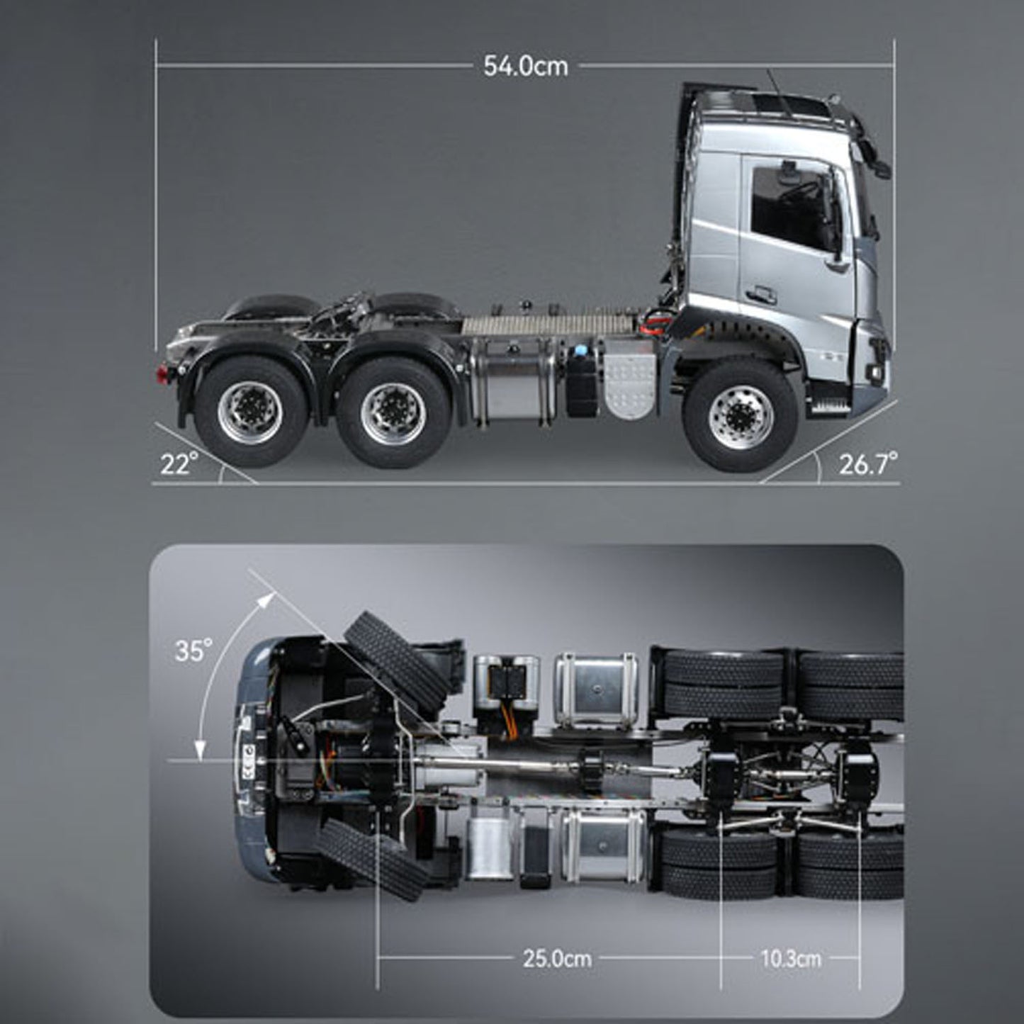 Double E 1/14 6*6 RC Tractor Truck FMX Remote Control Simulation Vehicle 2Speed Metal Chassis Rail Axle Locks Sound System