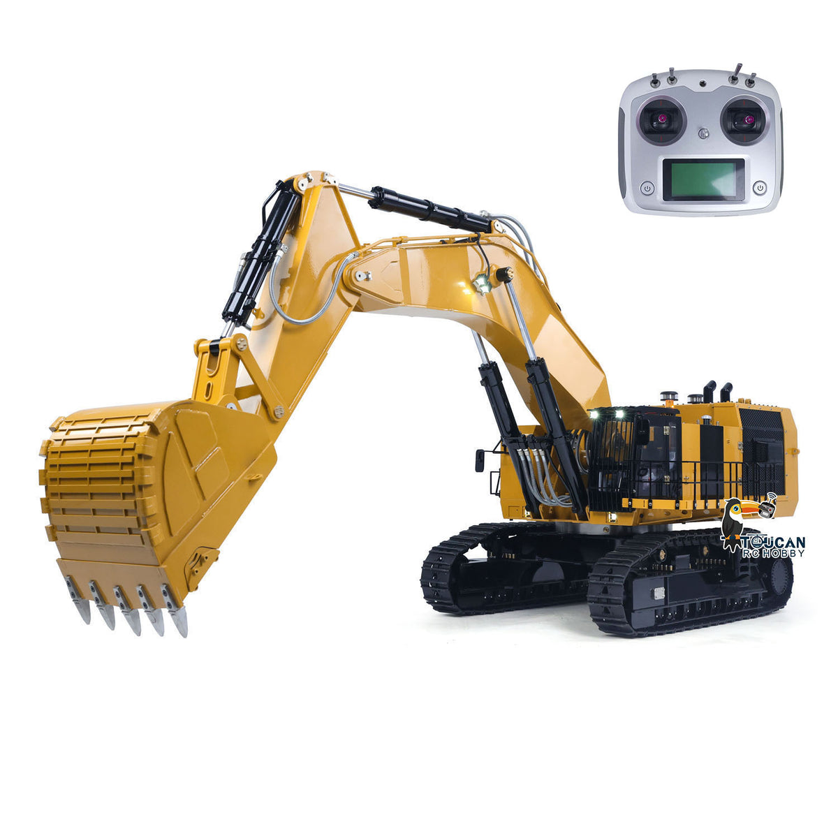 TOUCAN RC HOBBY 63KG! 1/14 6015B Hydraulik-Bagger aus Metall ferngesteuert, mit Licht, Flüssigkristallanzeige, lackiert, montiert, Gehäuse um 360 Grad drehbar