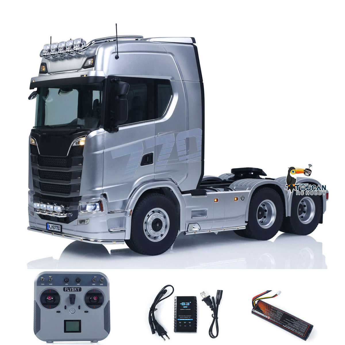 TOUCAN RC HOBBY KABOLITE Metal 1/14 770S 100 RC Tractor Truck 6x6 Remote Control Lorry RTR Car Model 2Speed Gearbox Differential Lock Battery Radio System Light Sound