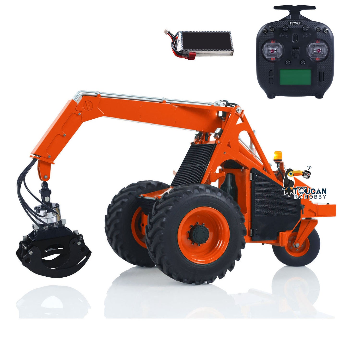 TOUCAN 1/14 RC Hydraulic Log Loader LESU AOUE 225A Remote Control Sugarcane Loader Grabber 4CH Valve RTR Model Battery Radio