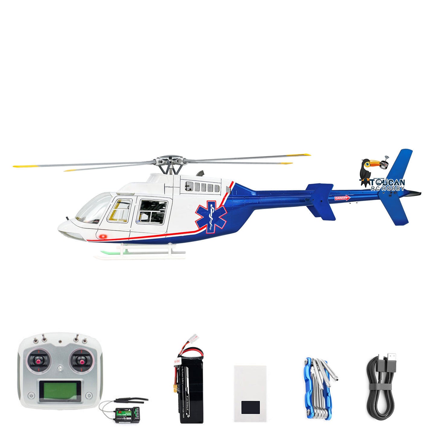 FLYWING Bell 407 Remote Control Helicopter 470 Class Model Plane One Click Return Brushless Motor RTR Flysky I6S Radio Battery