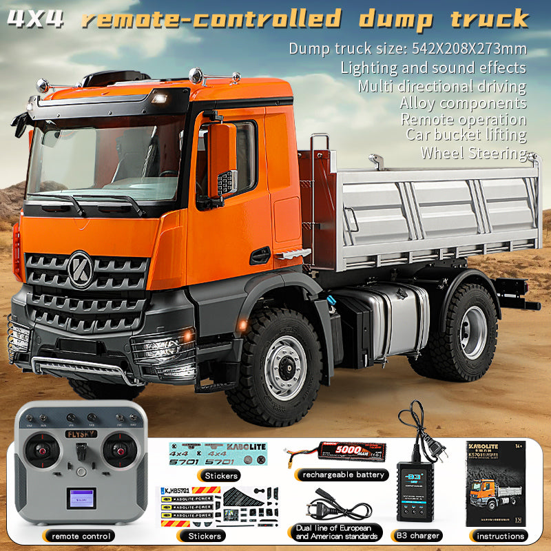 Fast Free Shipping 1/14 Kabolite 5701 RC Dump Truck 4x4 Remote Control Dumper Car Sound Light Simulation Vehicle Hobby Model