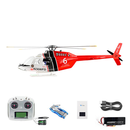 2.4G RC Scale FlyWing BELL 206 Helicopter 4 Blade Rotor Remote Control Aircraft GPS Brushless Motor Battery RTF Smart Drone Gift