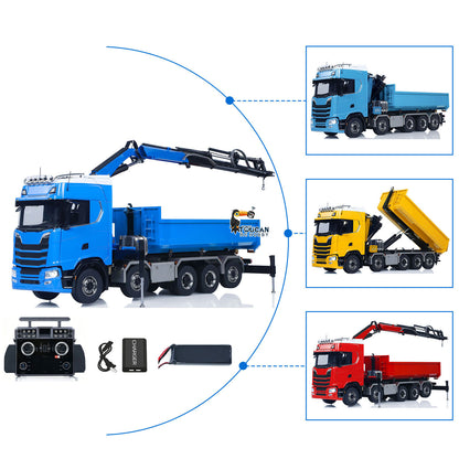 TOUCAN RC HOBBY LXY 770S Metal 1/14 10x10 RC Hydraulic Crane Full Dump Truck Lorry Car Frsky XE Lite Light Sound Painted Model
