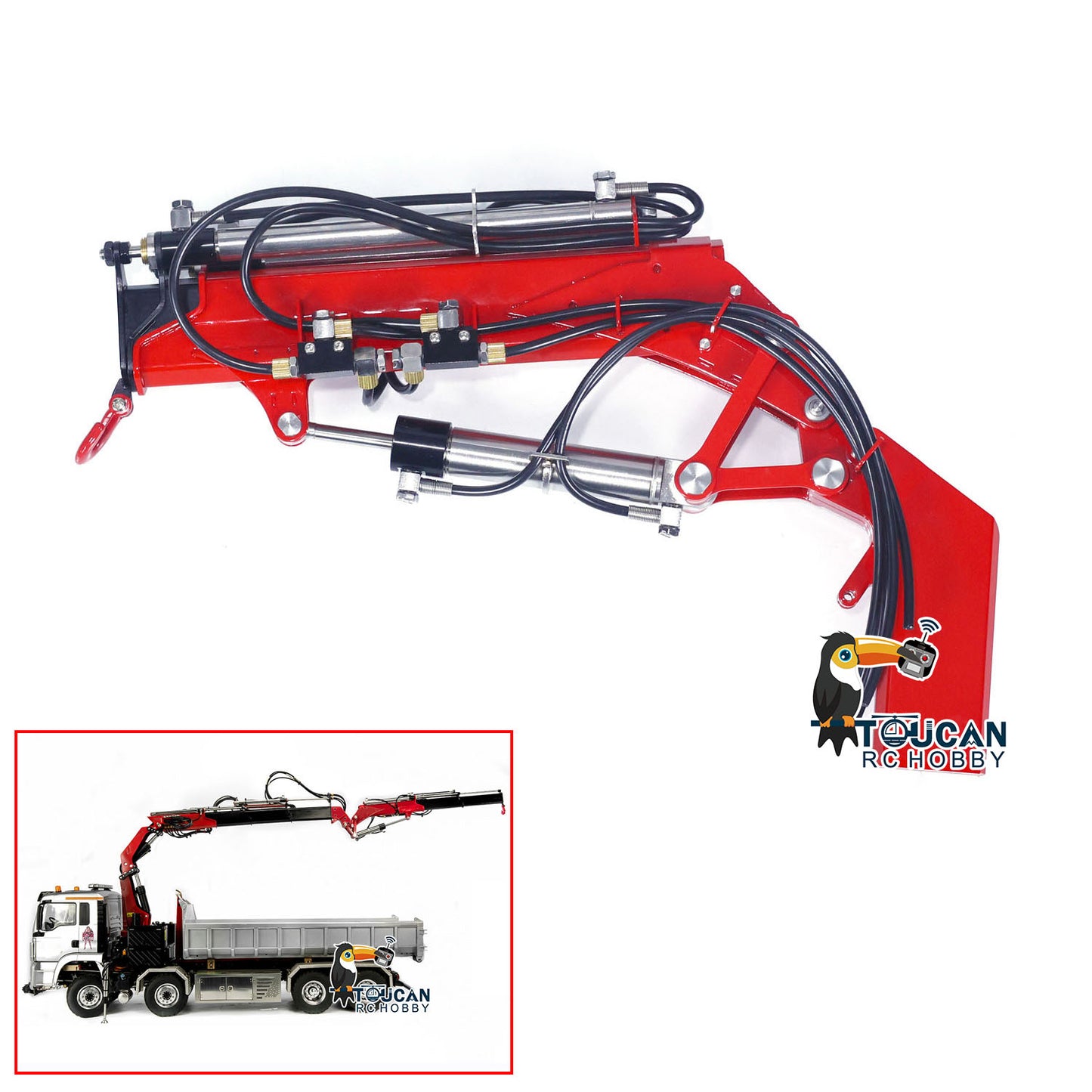 LESU Metal Orange Peel Grab A0043 with Hydraulic Rotary Cylinder/ Luffing Jib Crane A0044 for 1/14 Crane Truck A0014 RC Dumper Tipper Vehicle DIY for Model Enthusiast