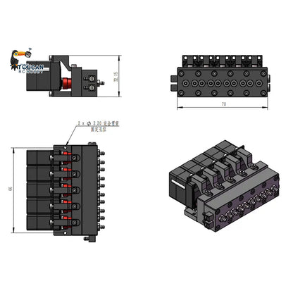 TOUCAN RC HOBBY 1CH 2CH 3CH 4CH 5CH Metal Directional Valve W/ Servo Spare Part for 1/14 RC Excavator Loader forklift Radio Controlled Truck Model