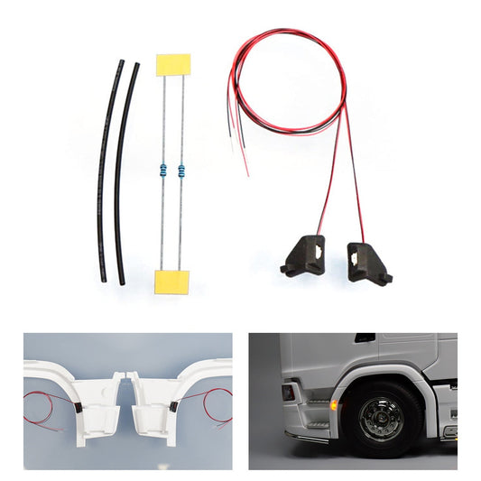 3V Front Wheel Eyebrow Light Plastic LED Lamp for DIY Tamiya 1/14 RC Tractor Truck Model 770S 8*4 56371 6*4 56368 Upgrade Parts