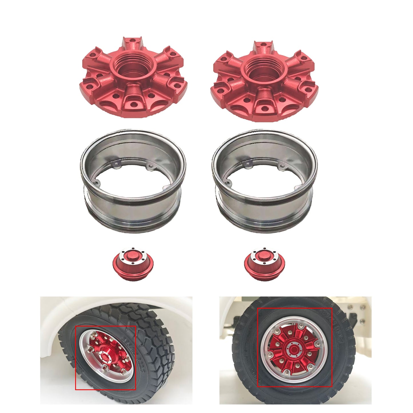 CNC Aluminum Spoke Front Wheel Hub for 1/14 TAMIYA RC Tractor Truck King Hauler 56379 56366 56344 56356 Model Lorry Upgrade Part