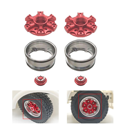 CNC Aluminum Spoke Front Wheel Hub for 1/14 TAMIYA RC Tractor Truck King Hauler 56379 56366 56344 56356 Model Lorry Upgrade Part