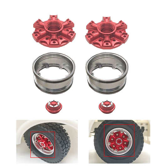CNC Aluminum Spoke Front Wheel Hub for 1/14 TAMIYA RC Tractor Truck King Hauler 56379 56366 56344 56356 Model Lorry Upgrade Part