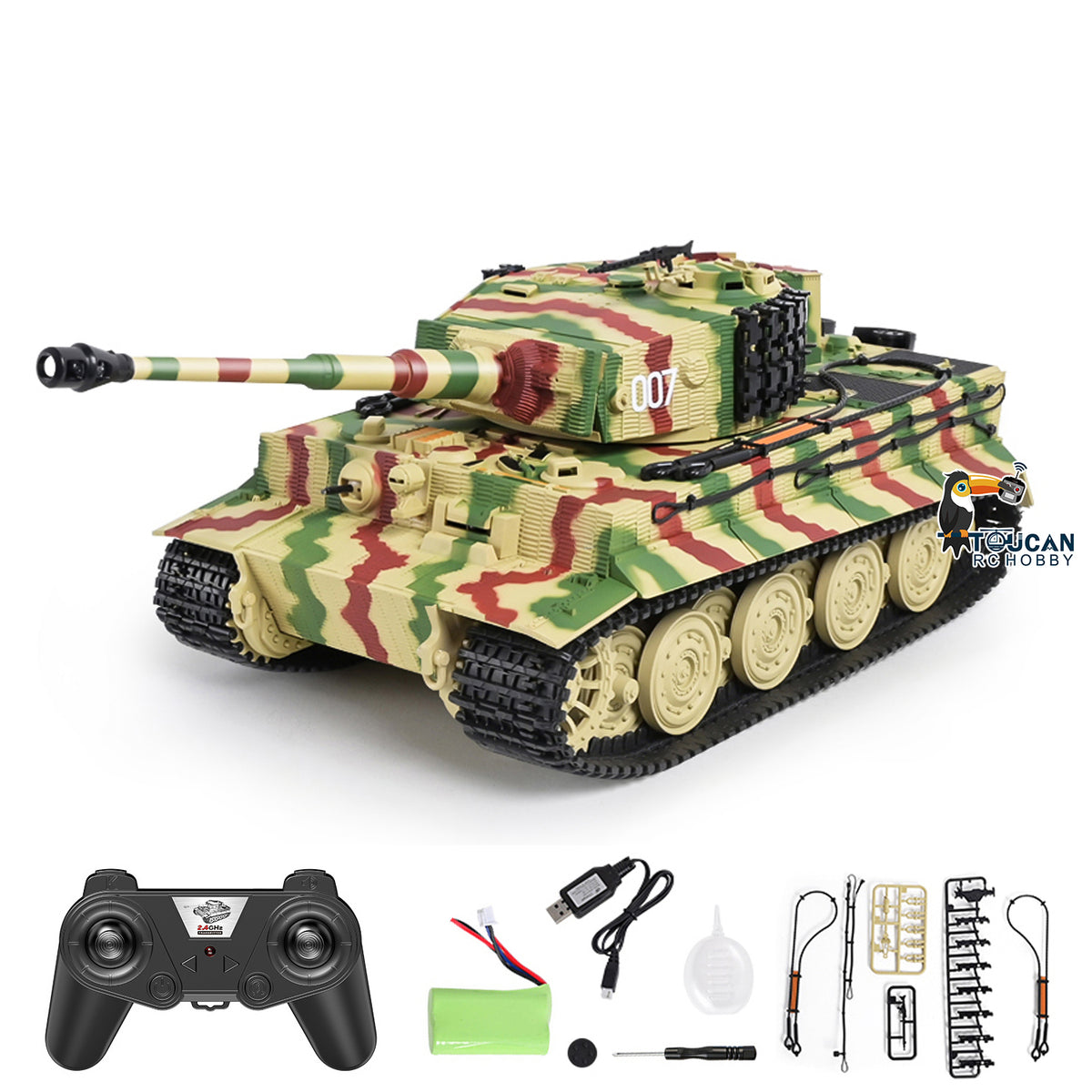TOUCAN RC HOBBY HY Model 1/24 Plastic RC Tank German Tiger I Remote Control Tanks with Infrared Battle Simulated Smoke LED Lights Sound Recoil Effects