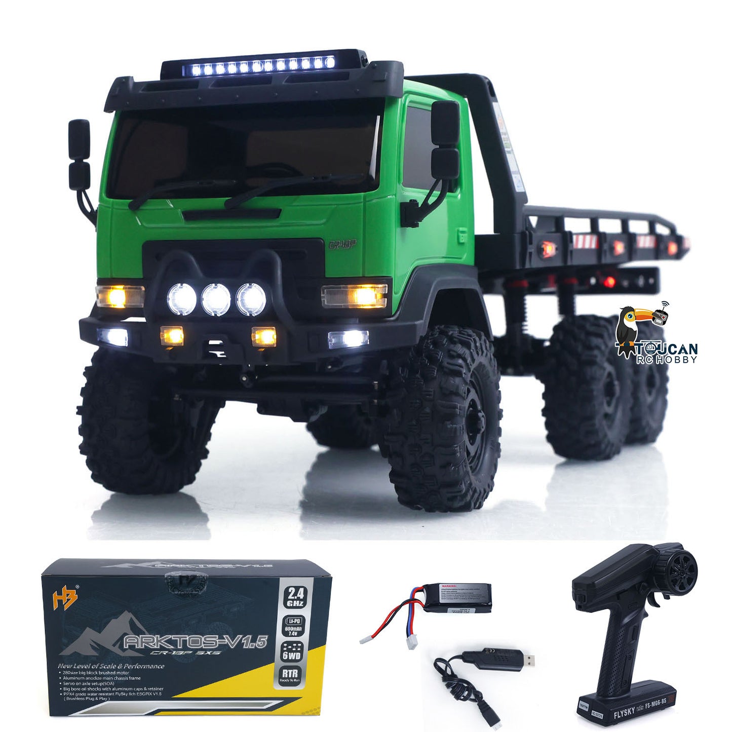Fast Free Shipping for EU 1/18 Remote Control Flatbed Truck 6*6 Electric RC Off Road Vehicle Model Metal Chassis Gear Light System Flysky Radio No Sounds