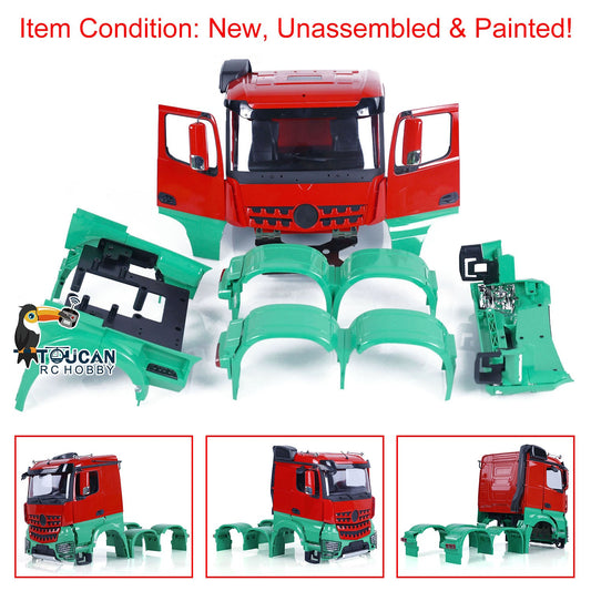 1/14 Painted Plastic Body Shell Cabin Set for 6x6 RC Tractor Truck 6X4 Car Model Simulation Vehicle Hobby Model DIY Part