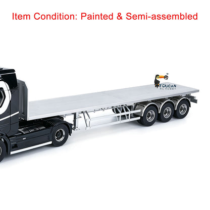 TOUCAN RC HOBBY MD Metal 3Axles Flatbed Trailer Manual Support Legs for 1/14 Remote Control Tractor Truck 770S RC Digger Loader DIY Model