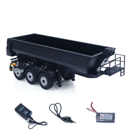 TOUCAN RC HOBBY Kabolite 1/14 Metal Remote Control 3Axles Electric Lifting Semi Trailer Dumper for RC Tractor Truck 770S 100 Battery Charger