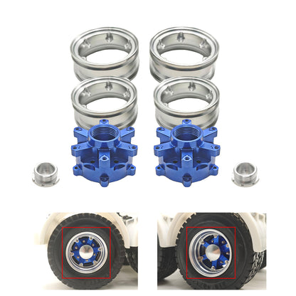 Model Upgrade Part Metal Spoke Rear Wheel Hub for TAMIYA 1:14 Scale 56379 56373 56371 6X4 8X4 770S RC Tractor Truck Accessories