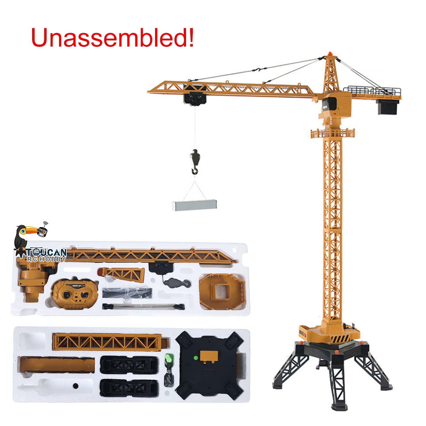 HUINA Radio Lifting Tower Crane Model 1/14 Ready-To-Go 12CH 585 2.4G Remote Controller Battery Movable Crane Body Rotary