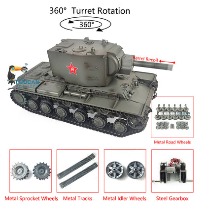 Henglong 1/16 7.0 Customized Painted RC Tank Metal Road Wheeled Radio Control Tracks Soviet KV-2 Gigant RTR 3949 360