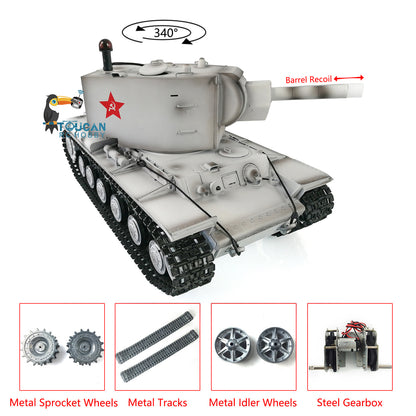 Henglong 1/16 Painted Upgraded 7.0 RC Tank Gigant Metal Military Tracks Soviet KV-2 RTR 3949 BB Shooting Infrared Combating