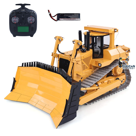 1:14 Metal Remote Control Hydraulic Bulldozer JDM-98 Ultra RC Heavy Machine Model Light System Flysky ST8 Radio Sound Battery