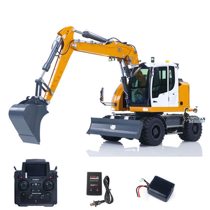 1/14 Remote Control Hydraulic Wheeled Excavator 7CH Valves 2WD/4WD Metal RC Digger RTR Axle Lock Flysky PL18EV Lite Light System