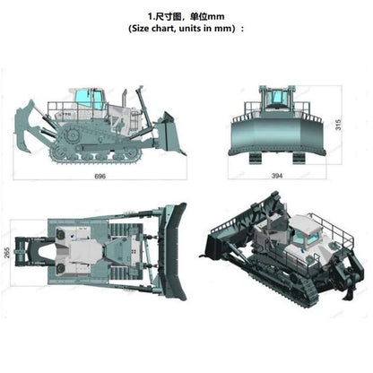 1/14 Remote Control Hydraulic Bulldozer LR776 VAY 776 Metal RC Dozer 5CH Valve Construction Vehicle Model Radio Light Sound